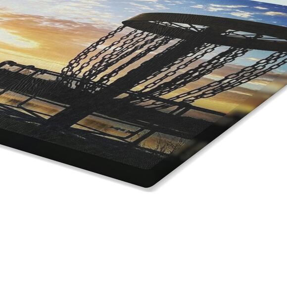 Disc Golf Blue Sunset Glass Cutting Board Discgolf Discgolfer Gift - Picture 3 of 8